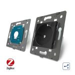 Intrerupator simplu cap scara / cap cruce ZigBee + priza simpla Livolo ZigBee, Rama din sticla, Control de pe telefon