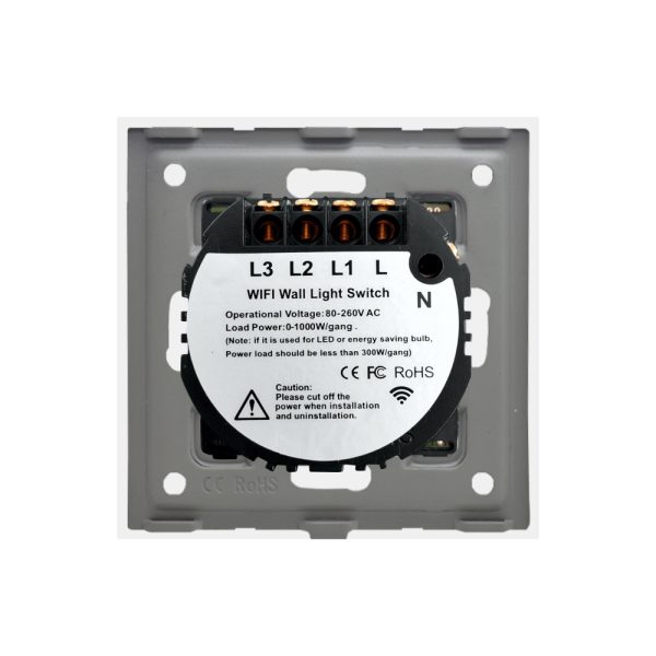 Intrerupator Triplu Wi-Fi + RF433 cu Touch din Sticla LUXION