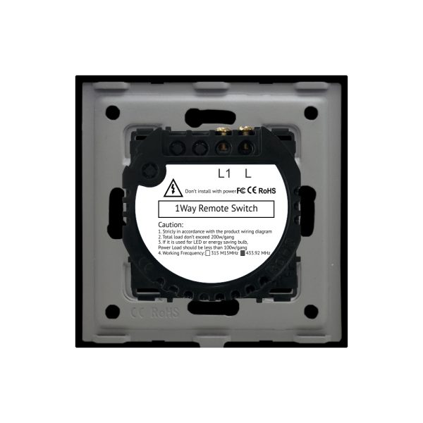 Intrerupator Simplu cu Touch din Sticla si Rama de Aluminiu LUXION, RF433