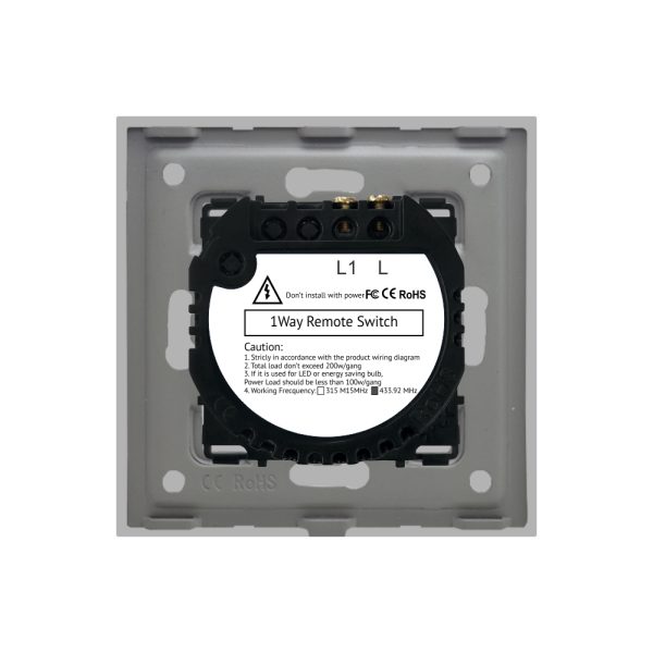 Intrerupator Simplu cu Touch din Sticla si Rama de Aluminiu LUXION, RF433