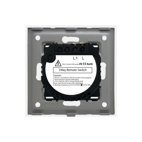 Intrerupator Simplu cu Touch din Sticla si Rama de Aluminiu LUXION, RF433