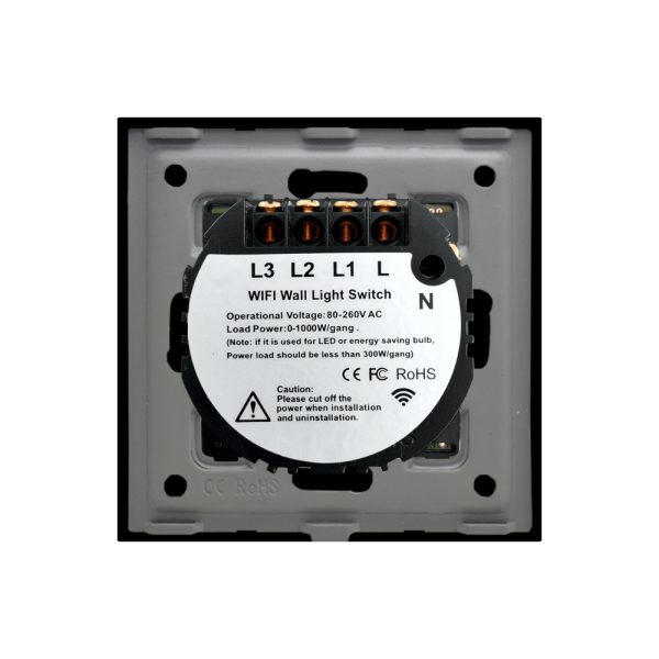 Intrerupator Triplu Wi-Fi + RF433 cu Touch din Sticla LUXION
