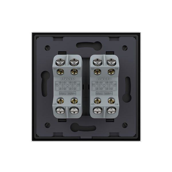 Intrerupator Dublu Mecanic Cap Cruce LIVOLO cu Rama din Sticla – Serie Noua