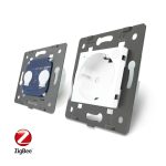 Intrerupator dublu ZigBee + priza simpla ZigBee Livolo, rama din sticla, Control de pe telefon