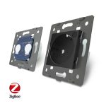 Intrerupator dublu ZigBee + priza simpla ZigBee Livolo, rama din sticla, Control de pe telefon