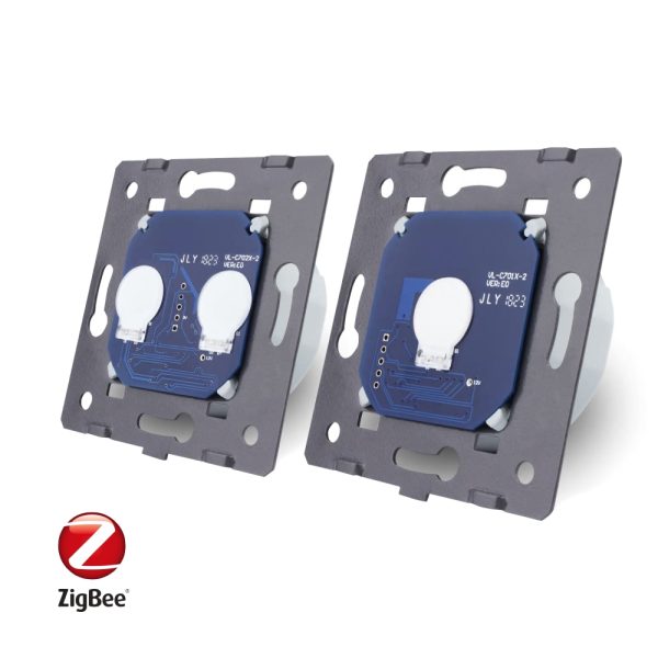 Intrerupator dublu + simplu cu touch Livolo din sticla, Protocol ZigBee, Control de pe telefon