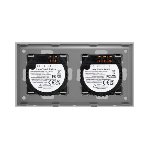 Intrerupator Dublu + Simplu cu Touch din Sticla LUXION