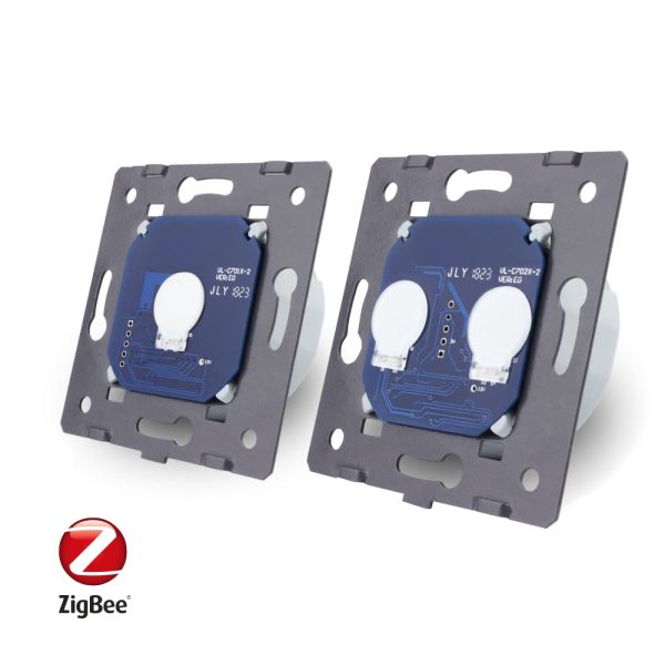 Intrerupator simplu + dublu cu touch Livolo din sticla, Protocol ZigBee, Control de pe telefonul mobil