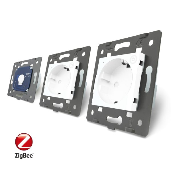 Intrerupator LIVOLO simplu ZigBee cu touch si 2 prize din sticla ZigBee, Control de pe telefon