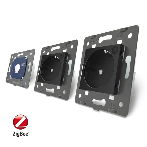 Intrerupator LIVOLO simplu ZigBee cu touch si 2 prize din sticla ZigBee, Control de pe telefon