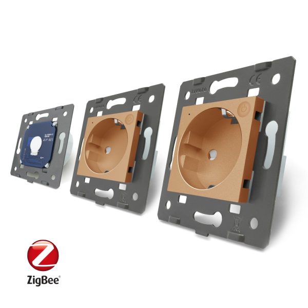 Intrerupator LIVOLO simplu ZigBee cu touch si 2 prize din sticla ZigBee, Control de pe telefon