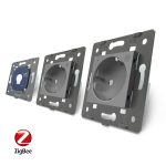 Intrerupator LIVOLO simplu ZigBee cu touch si 2 prize din sticla ZigBee, Control de pe telefon