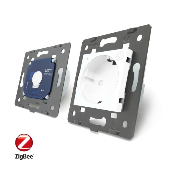 Intrerupator simplu ZigBee + priza simpla ZigBee, Livolo cu rama din sticla, Control de pe telefon