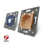 Intrerupator simplu ZigBee + priza simpla ZigBee, Livolo cu rama din sticla, Control de pe telefon