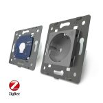 Intrerupator simplu ZigBee + priza simpla ZigBee, Livolo cu rama din sticla, Control de pe telefon