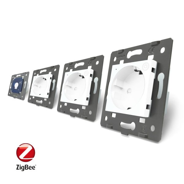 Intrerupator simplu ZigBee + Priza tripla LIVOLO ZigBee cu touch din sticla, Control de pe telefon