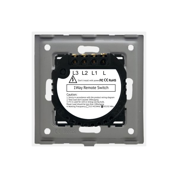 Intrerupator Triplu RF433 cu Touch din Sticla LUXION