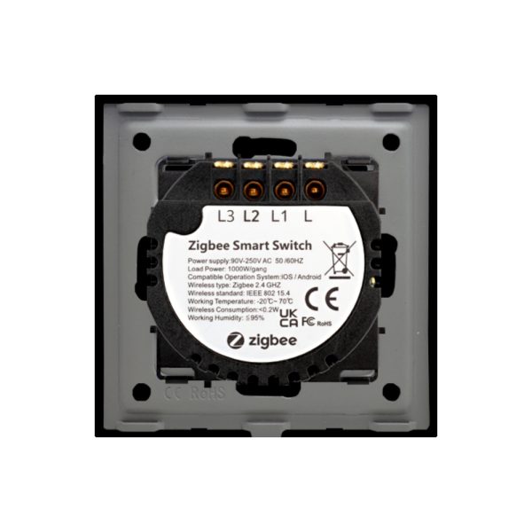 Intrerupator Triplu cu Touch din Sticla LUXION, protocol ZigBee