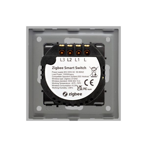 Intrerupator Triplu cu Touch din Sticla LUXION, protocol ZigBee