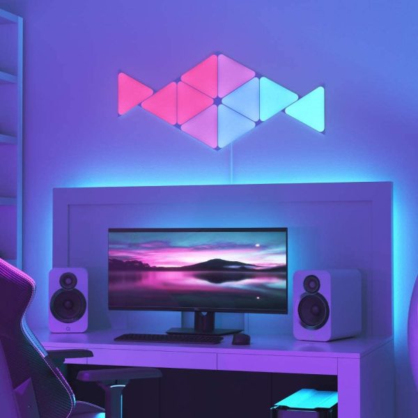 Pachet 3 Panouri luminaose Nanoleaf Shapes Triangles, 16 Milioane culori, Iluminare LED RGBW, Temperatura culoare reglabila