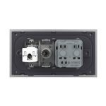 Priza Dubla Livolo cu Rama din Sticla 1 Priza Schuko+TV/internet, Standard Italian – Serie Noua
