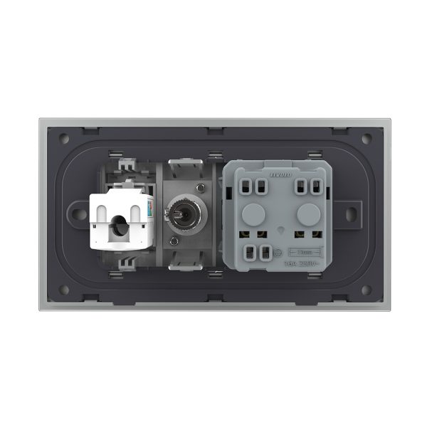 Priza Dubla Livolo cu Rama din Sticla 1 Priza Schuko+TV/internet, Standard Italian – Serie Noua