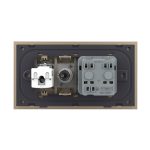 Priza Dubla Livolo cu Rama din Sticla 1 Priza Schuko+TV/internet, Standard Italian – Serie Noua