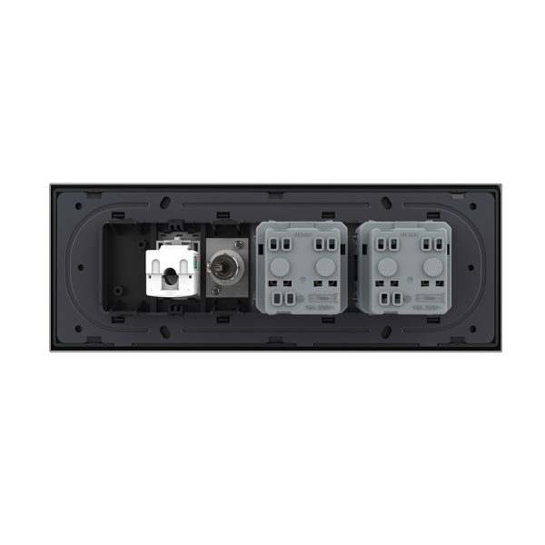 Priza Tripla cu Blank Livolo cu Rama din Sticla 2 Prize Schuko+TV/internet, Standard Italian – Serie Noua
