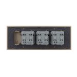 Priza tripla cu blank Livolo cu rama din sticla 6/7 module – standard Italian