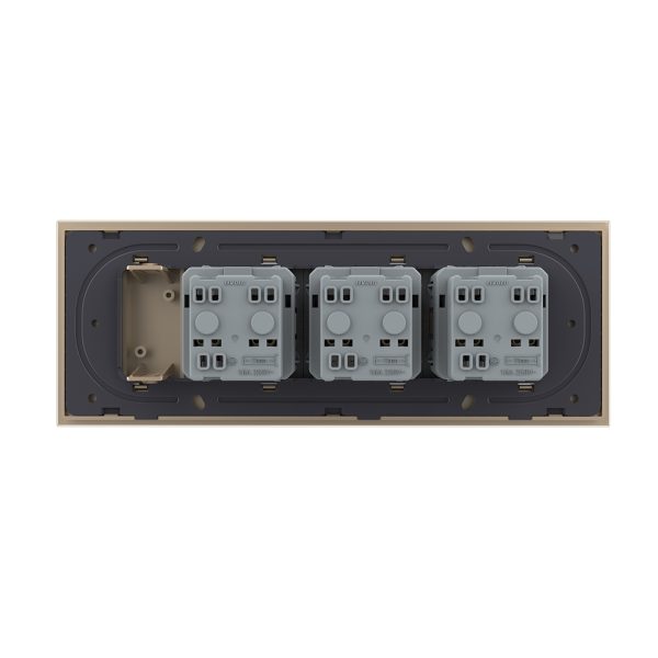 Priza tripla cu blank Livolo cu rama din sticla 6/7 module – standard Italian