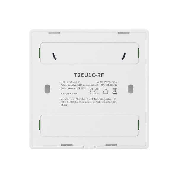 Telecomanda Sonoff T2EU1C-RF cu 1 canal, 433 MHz, Semnal RF, Alb