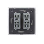 Priza dubla module inguste Livolo cu rama din sticla – standard german