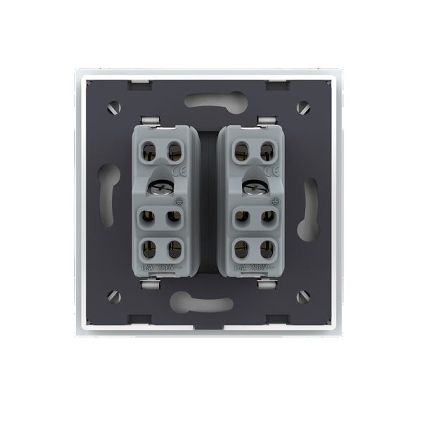 Priza dubla module inguste Livolo cu rama din sticla – standard german