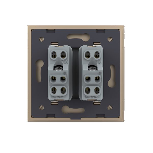 Priza dubla module inguste Livolo cu rama din sticla – standard german