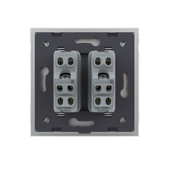 Priza dubla module inguste Livolo cu rama din sticla – standard german