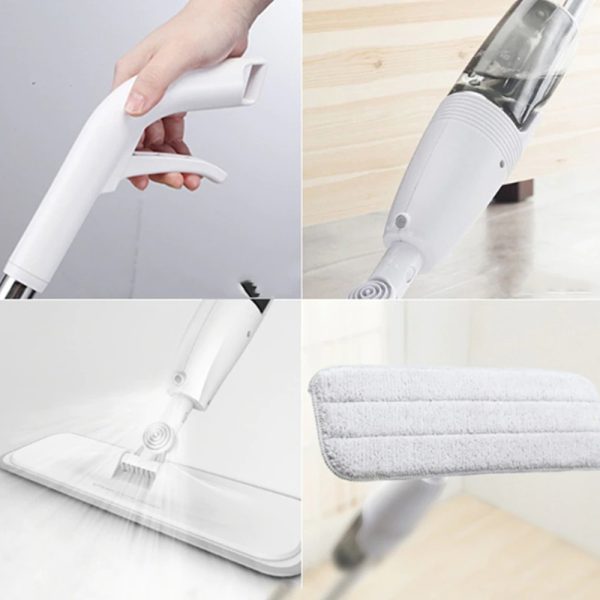 Mop cu pulverizator Deerma TB500, Alb, Laveta microfibra, Rotire 360°, Capacitate 0.35 L