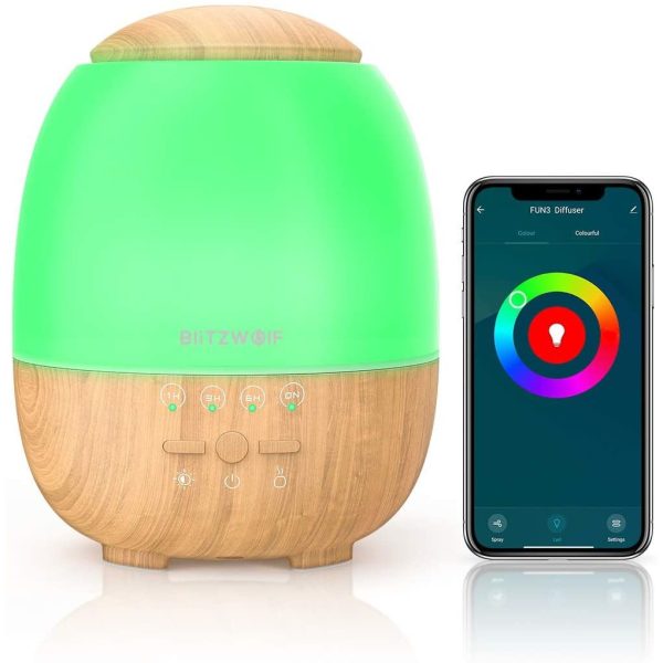 Umidificator cu ultrasunete si lampa LED, BlitzWolf BW-FUN3, Smart, Wi-Fi, 400mL, Compatibil cu Amazon Alexa si Google Assistant