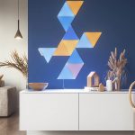 Kit 15 Panouri luminoase Nanoleaf Shapes Triangles, Iluminare LED RGBW, Senzor muzica, Cablu 2.5 m, Compatibil cu asistenti vocali