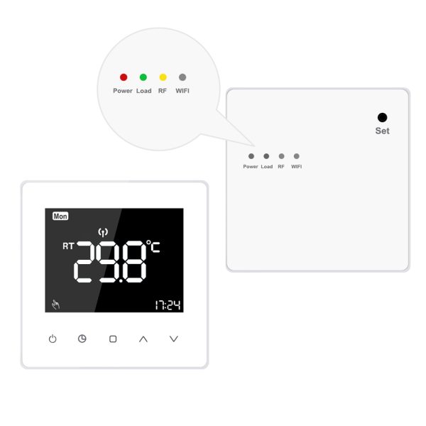 Termostat Luxion TP618RF cu receiver pentru centrala termica pe gaz sau electrica, Display LCD, Memorare