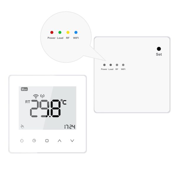Termostat Wi-Fi Luxion TP608RFW cu receiver pentru centrala termica pe gaz sau electrica, Smart, Programari, Control aplicatie