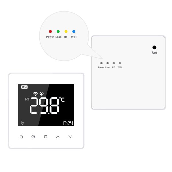 Termostat Wi-Fi Luxion TP618RFW cu receiver pentru centrala termica pe gaz sau electrica, Smart, Programari, Control aplicatie