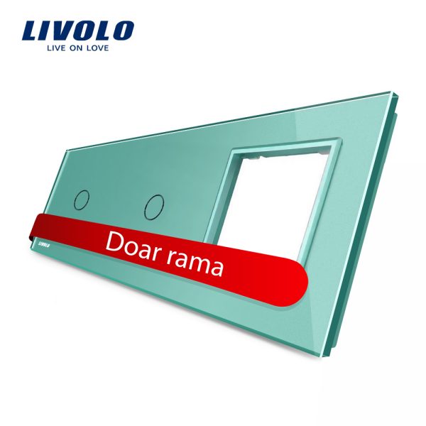 Panou 2 intrerupatoare simple cu touch si priza Livolo din sticla