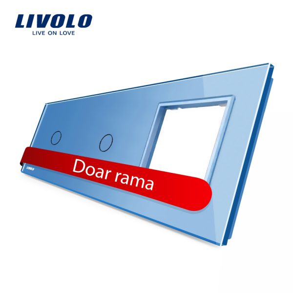 Panou 2 intrerupatoare simple cu touch si priza Livolo din sticla