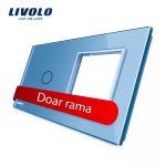 Panou intrerupator simplu cu touch si priza simpla Livolo din sticla