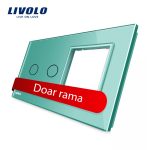 Panou intrerupator dublu cu touch + priza simpla Livolo din sticla