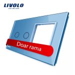 Panou intrerupator dublu cu touch + priza simpla Livolo din sticla