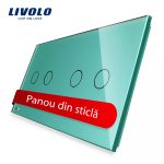 Panou intrerupator dublu+dublu cu touch Livolo din sticla