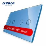 Panou intrerupator dublu+dublu cu touch Livolo din sticla