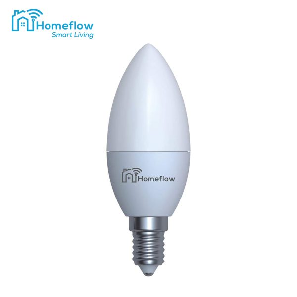 Bec inteligent LED Wireless Homeflow B-5004, E14, 5W (40W), 400lm, dimabil, RGB, Control de pe telefonul mobil