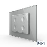 Intrerupator cvadruplu cap scara / cap cruce wireless cu touch Livolo cu rama din sticla, standard Italian – Serie noua